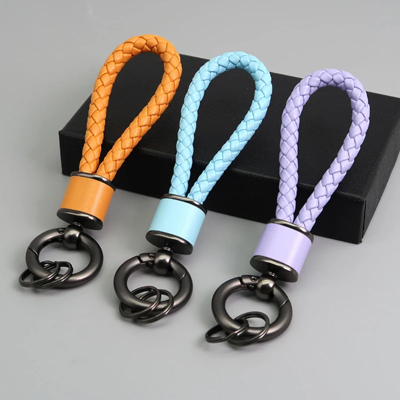 SwirlColor Pack Of 5 Braided PU Leather Strap Keyring Keychain Car Key