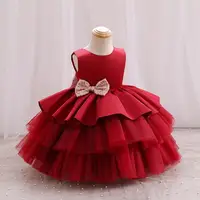 Baby Girls Dress for Birthday Party Wedding Lace Big Bow Dresses Infant Girl 1st Birthday Baby Set Princess White Baptism Dress 5