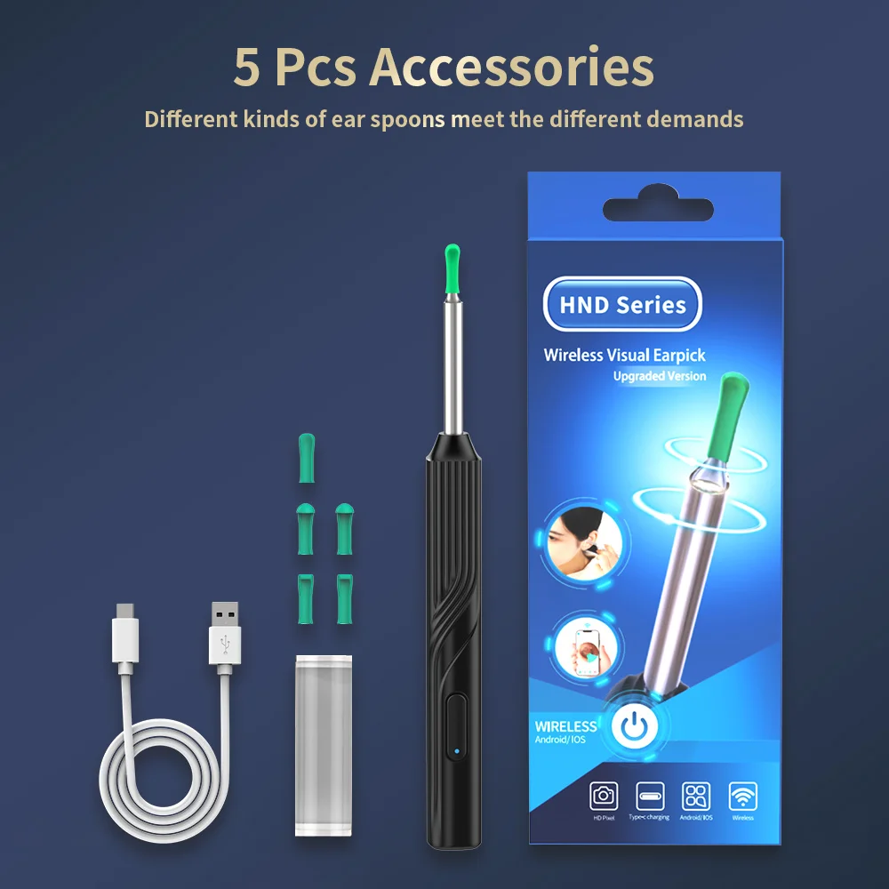 Smart Visual Ear Wax Cleaner 1296P Ear Sticks Otoscope USB C Charging Endoscope Wax Removal Tool Earpick MIni Camera Health Care Set