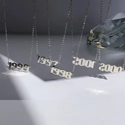 Stainless Steel Birth Year Number Pendant Necklace Jewelry Gift (2025)