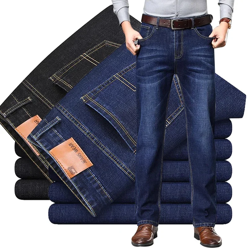 

28-40 Men's Summer Thin Pants, Straight Blue Jeans, Slim Casual Work Pants Without Elasticity