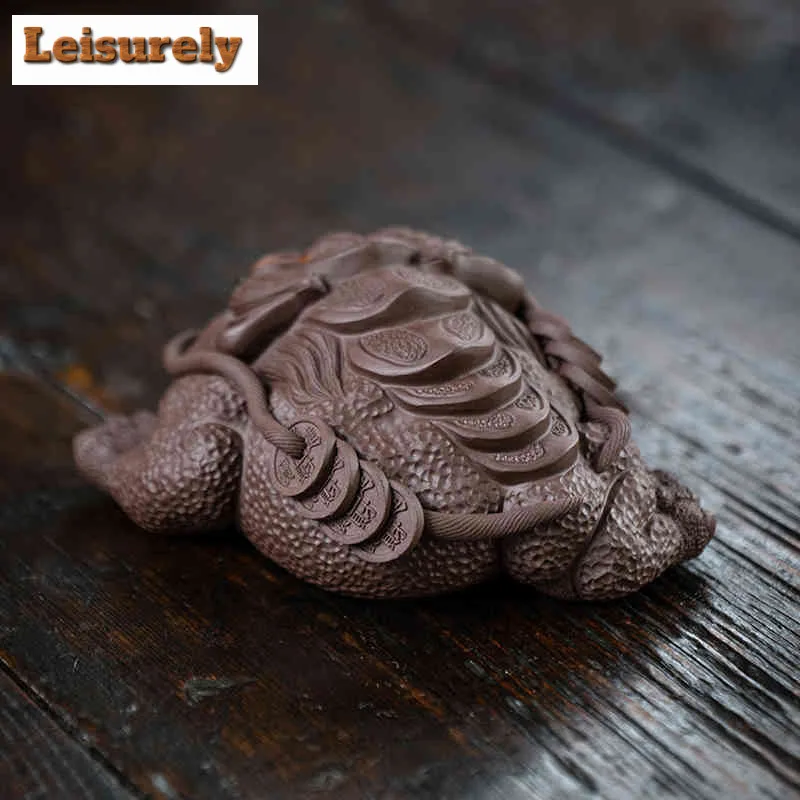 Yixing Zisha Wealth Three-legged Golden Toad Tea Pet Antique Fish Tank Landscaping Tea Figurine Play Toys Tea Statue Ornaments