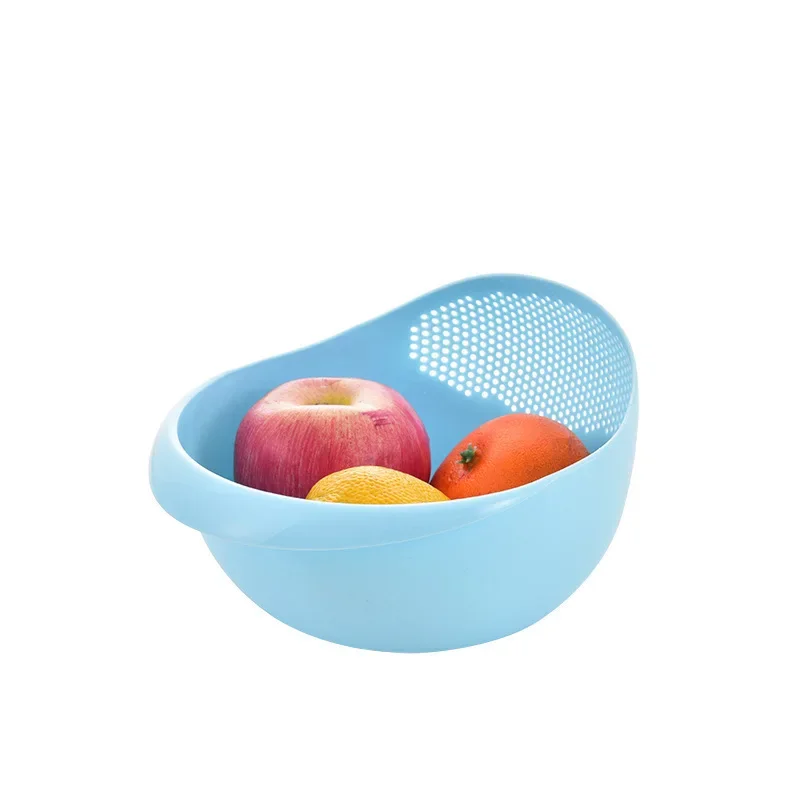 1PC-Silicone Colander Rice Bowl Drain Basket Fruit Bowl Washing Drain Basket with Handle Washing Home Kitchen Organizer