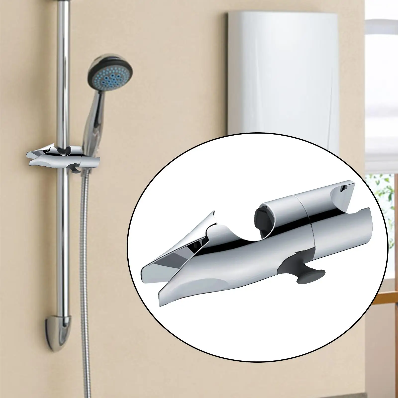 Shower Head Holder Replacement for 18-25mm Adjustable Hotels Portable Easy Installation Bathroom Slider Clamp for Slide Rod
