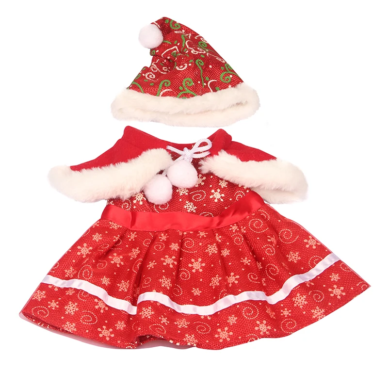 Red Color Doll Clothes Set For 43cm Baby New Born Doll Christmas Dress Suit Pair Necklace For American 18 Inch Girl&OG Dolls Toy
