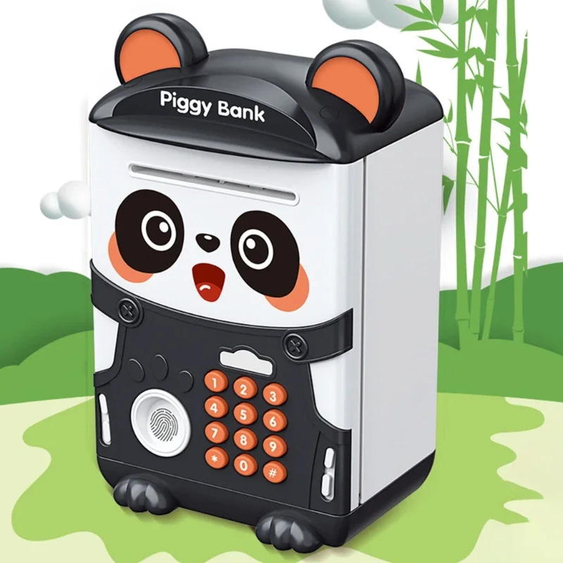 Cartoon Panda Piggy Bank with Password Kids Toys Fingerprint Money Box Coin Saving Educational Toys Ptetend Toy Children Gift 3