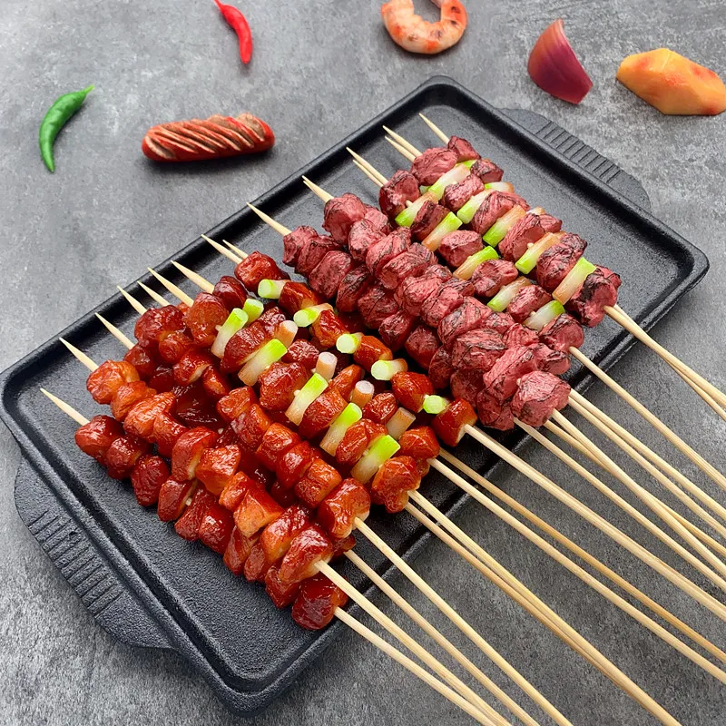 1Pcs Simulated Barbecue BBQ Skewer Artificial Lamb Skewers Beef Skewers Night Market Restaurant Window Display Props Party Decor