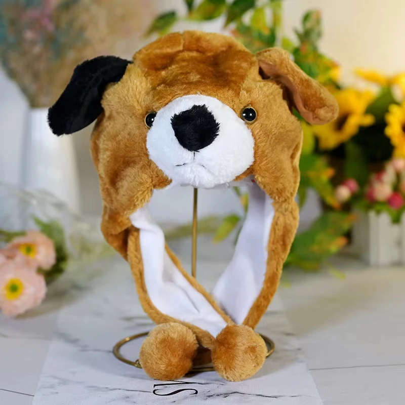 Plush Cute Rabbit Panda Tiger Puppy Animal Hat Funny Cartoon Kawaii Hat for Women Girls Halloween Christmas Cosplay Party Cap 3