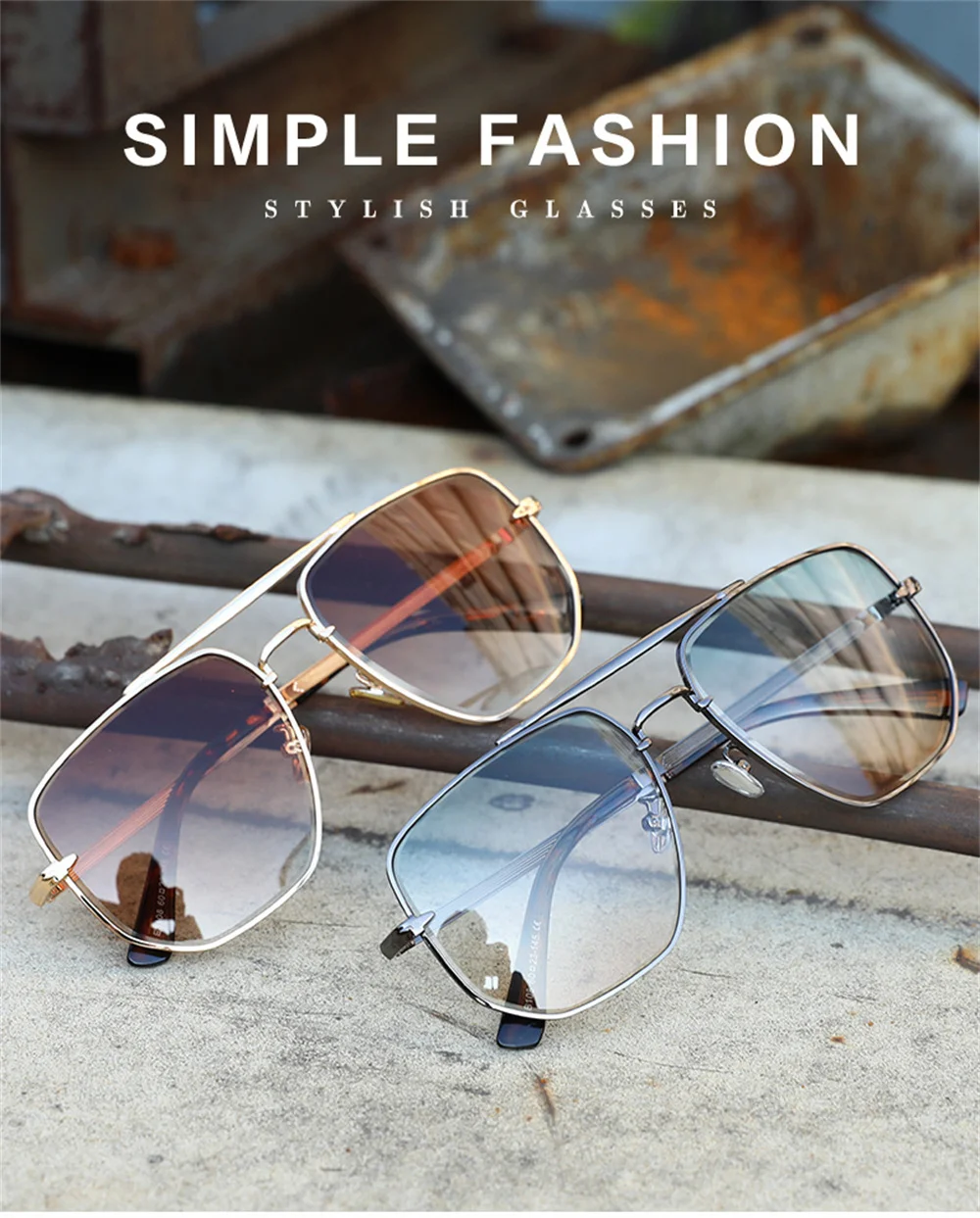 Gafas de sol de Metal con montura cuadrada para mujer, clásicas Retro polarizadas, con gradiente de CA, Uv400 AliExpress