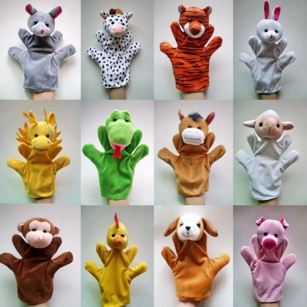 

24 Types Cartoon Animal Hand Puppets Kids Plush Soft Doll Toys Parent-Child Story Telling Role Play Props Dolls