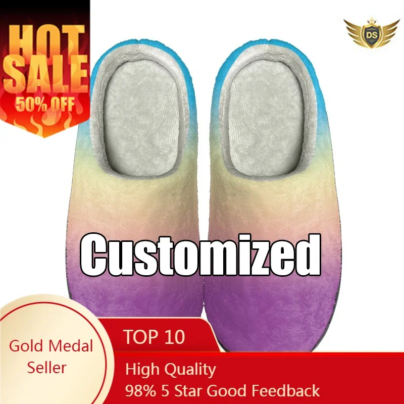 

New Personalized Indoor Slippers Women Men Winter House Warm Slide Slipper Couples Home Non-Slip Cotton Slippers Dropshipping