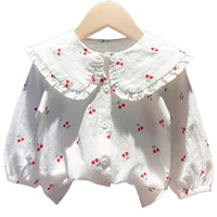 Spring Autumn New Baby’s Girl Clothes Cherry Cardigan Shirt Coat for toddler Girl Baby Cloth Outfit wear Versatile Shirt blouse