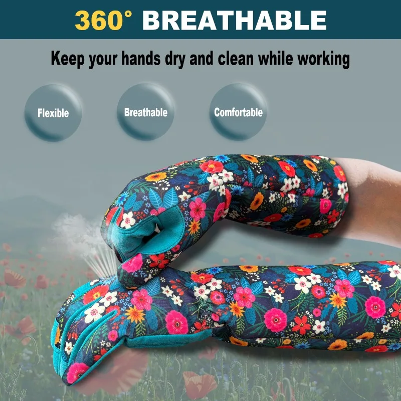 New Garden Gardening Gloves for Women's Courtyard Care Gloves Durable, Cut Resistant, and Puncture Resistant Long Arm Protection - 6