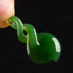 Green Jade Pendant Natural Jasper Necklace Gifts for Women Amulet Stone Charm Talismans Gift Men Amulets Carved Jewelry