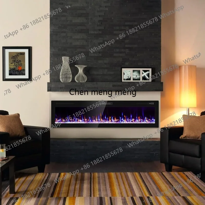 เตาผิงไฟฟ้าแบบติดผนังรุ่นอัพเกรด 72 รุ่น ดีไซน์บางเฉียบ พร้อมรีโมทและระบบควบคุมแบบสัมผัส กำลังไฟ 1500 วัตต์ พร้อมฟังก์ชั่นตั้งเวลา 1