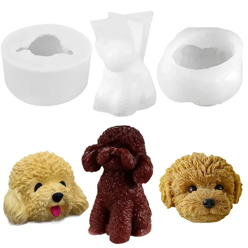 3D Teddy Dog Head Candle Silicone Mold DIY New Poodle Crafts Plaster Decoration Resin Soap Making Tool Handmade Candle Molds Kit silicone mold silicone candle mold aromatherapy candle mold silicone candle molds candle mold