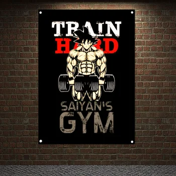 Esercizio su tela Pittura Decorazioni per la casa Uomo Corpo muscolare Poster Allenamento Appeso Panno Arte della parete Formazione Motivazione Banner Bandiere
