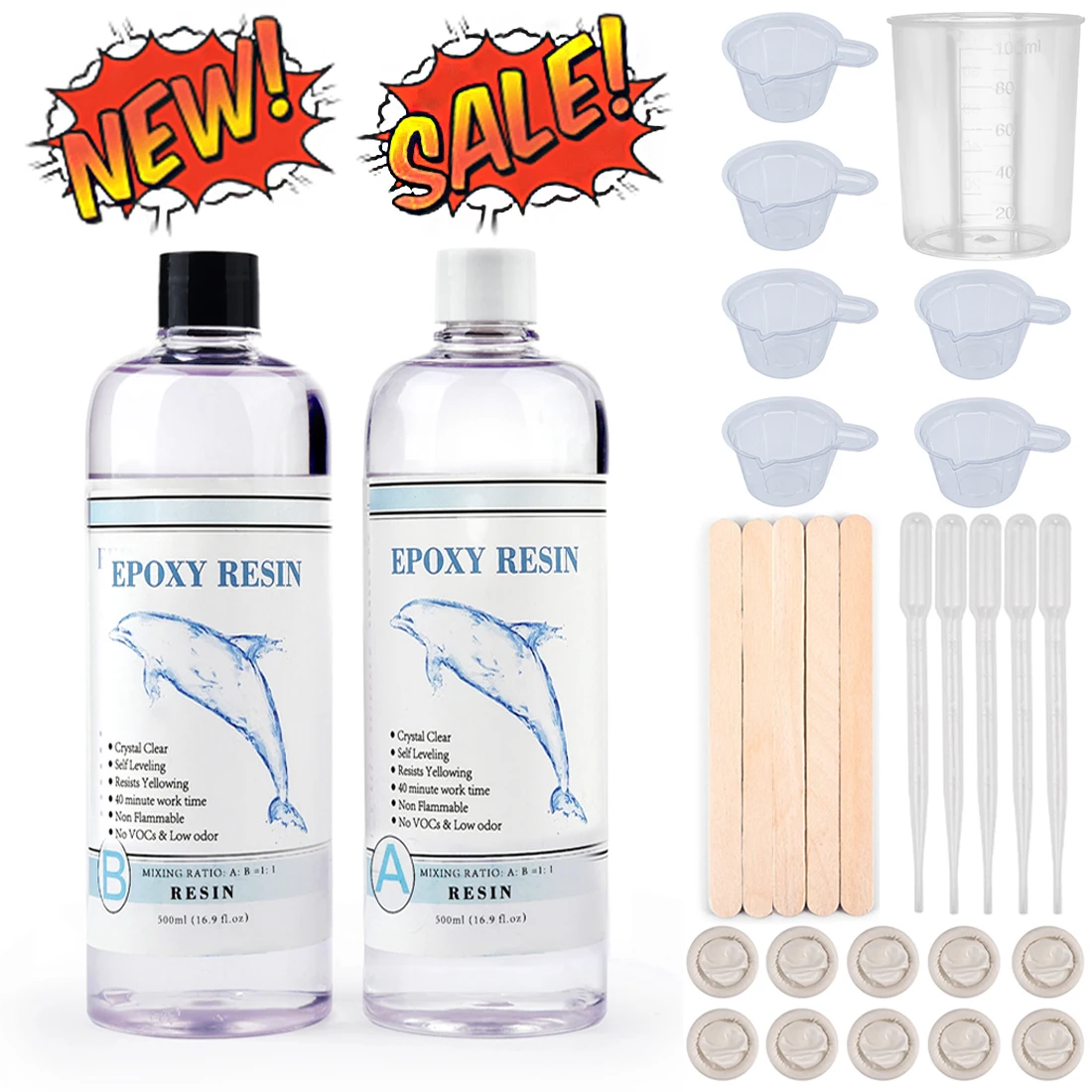 30/50/100/120ml Clear Epoxy Resin Kit for Jewelry Making - Crystal