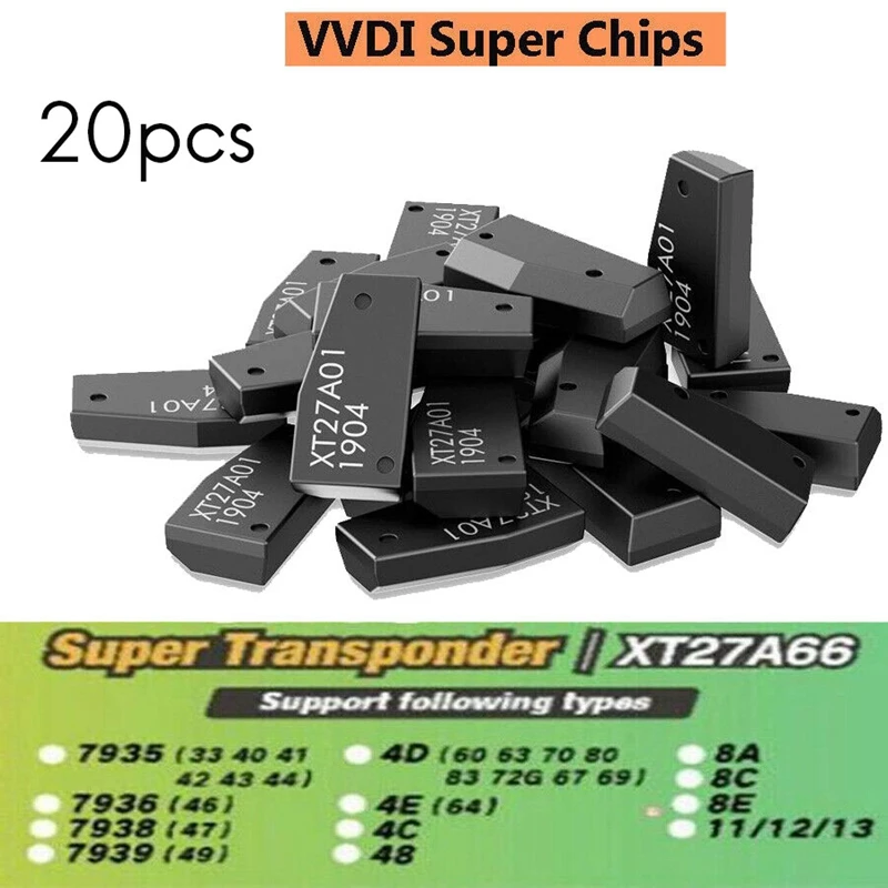 

Транспондер VVDI Super Chip XT27A01 XT27A66 для ID46/40/43/4D/8C/8A/T3/47 для VVDI2 VVDI Mini Key Tool