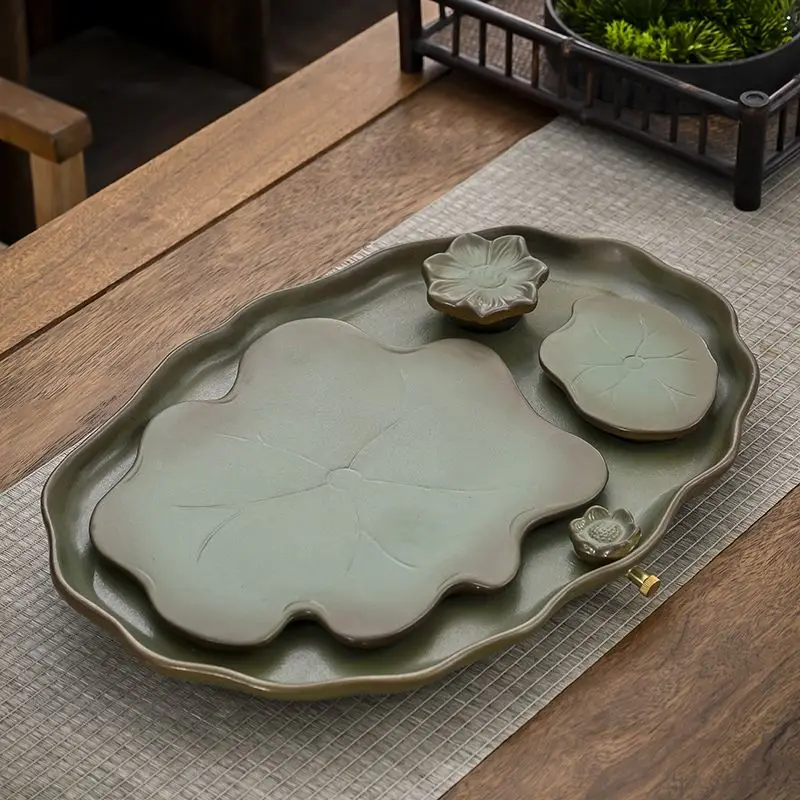 Ceramic Tea Tray Household Dry Brewing Table Office Small Tea Table Tray Simple Water Storage Type Dry Gun