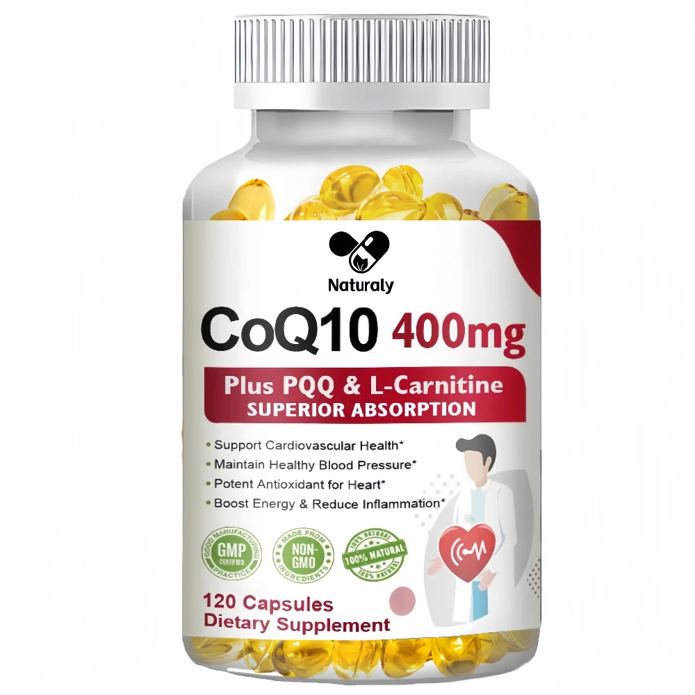 CoQ10 Capsules 400mg with PQQ Antioxidant Support for Brain Heart Energy Health Coenzyme Q10 Supplement