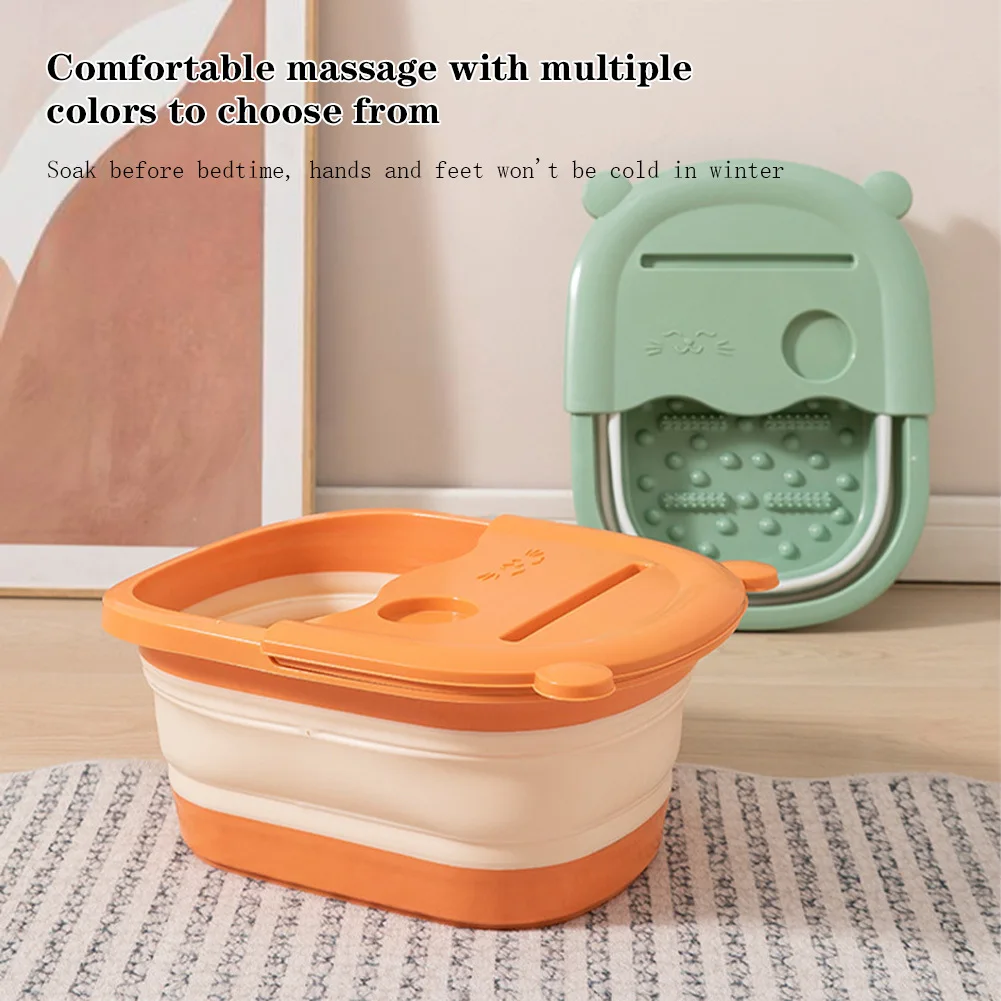 Portable Foot Bath Basin Collapsible Foot Soak Tub With Lid Phone Placement Slot, Massager Bucket, Spa Bath Basin
