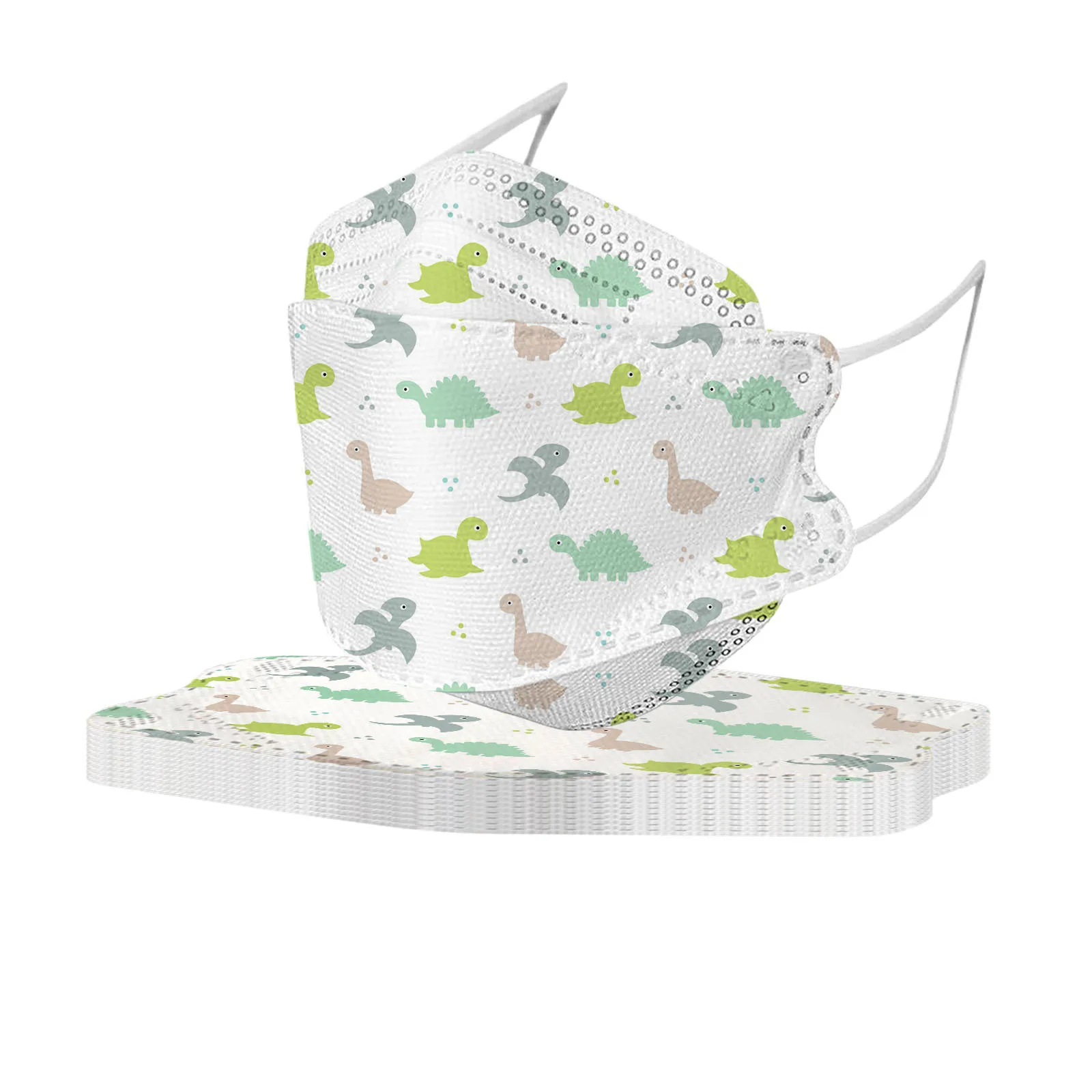 10Pcs Children's Fish-shaped Dinosaur Design Disposable Mask, Four-layer Ultra-filtering For Boys And Girls Children's cartoon