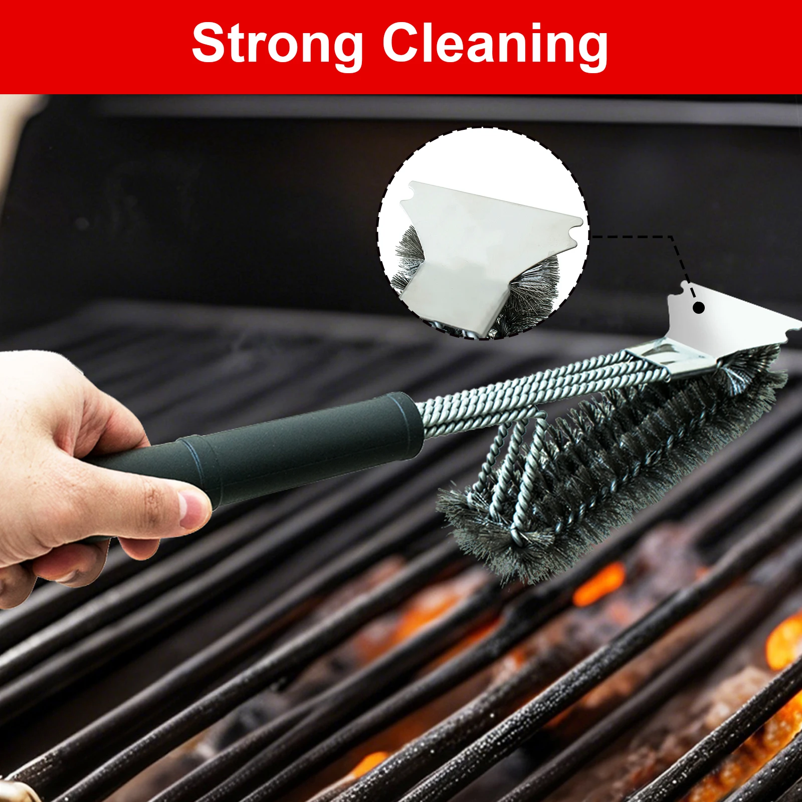 Grill Brush and Scraper Safe BBQ Brush for Grill Extra Strong BBQ Cleaner Accessories Portable Camping Grills Tools