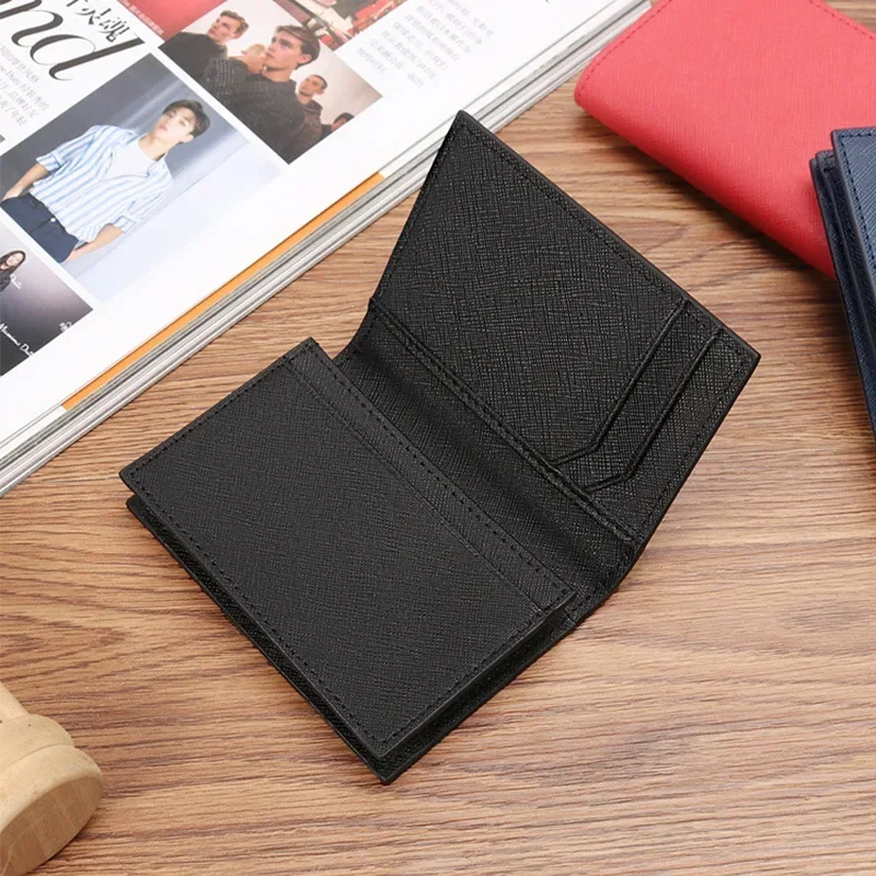 

Новая модная однотонная сетчатая красная простая кожаная деловая сумка для визиток мужская деловая Вертикальная утолщенная сумка для карт