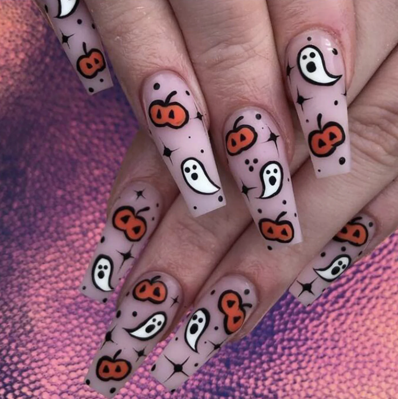 

Factory Outlet-Super Long Halloween Nail Art Christmas Fake Nails With Glue Girl Snowflake Coffin False Nail Art Press on Cheap