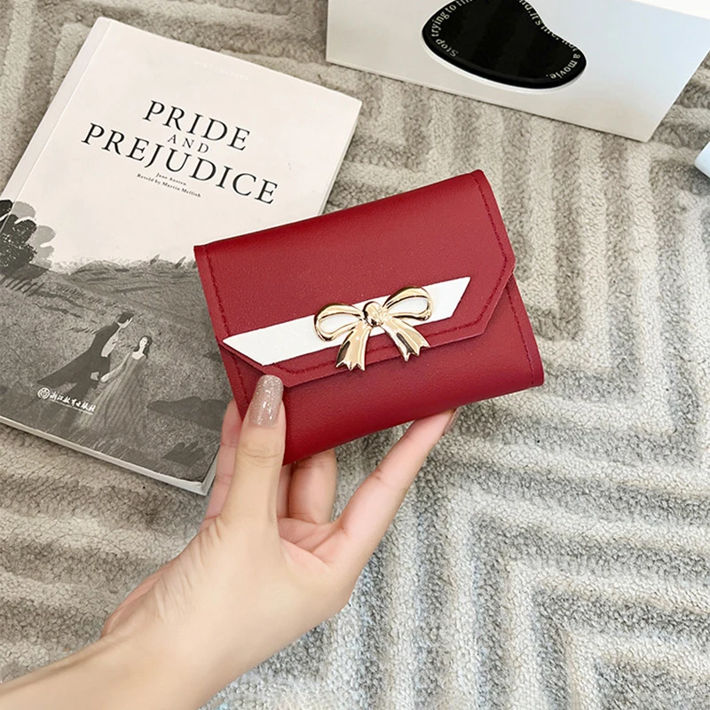 Women's Contrast Bow Multi Card Zero Wallet Summer And Autumn New Mini Wallet