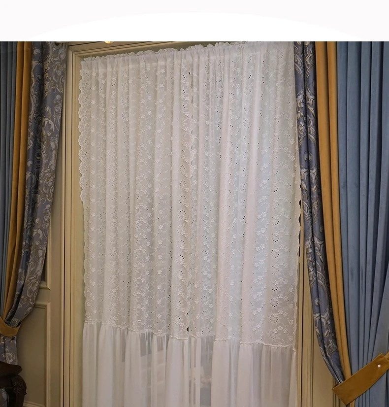 Description Picture 2 of itemLuxury American Cotton Embroidered Curtains for Living Room Door Partition Bay Window Screen Shield Window Drapes Decor