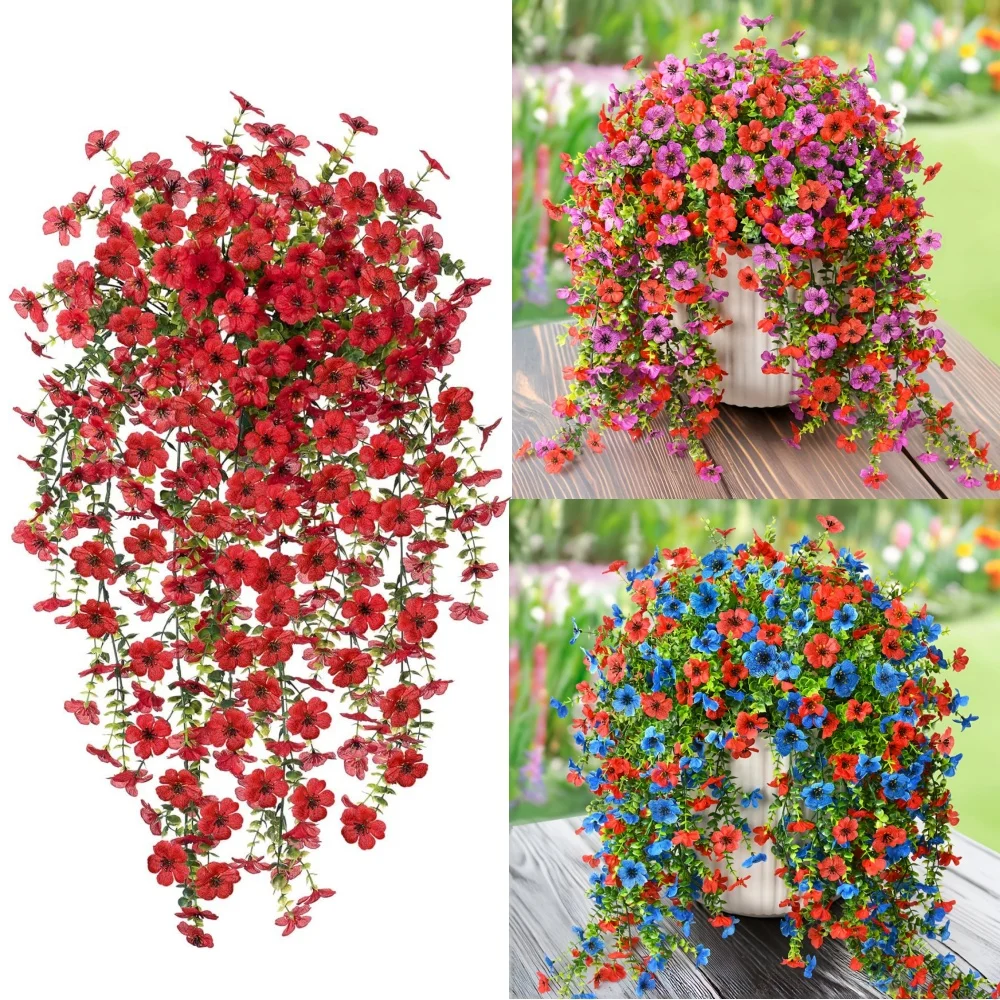 Elegant Hanging Artificial Flowers - Vibrant Outdoor Spring & Summer Decor for Porch, Garden, and Home