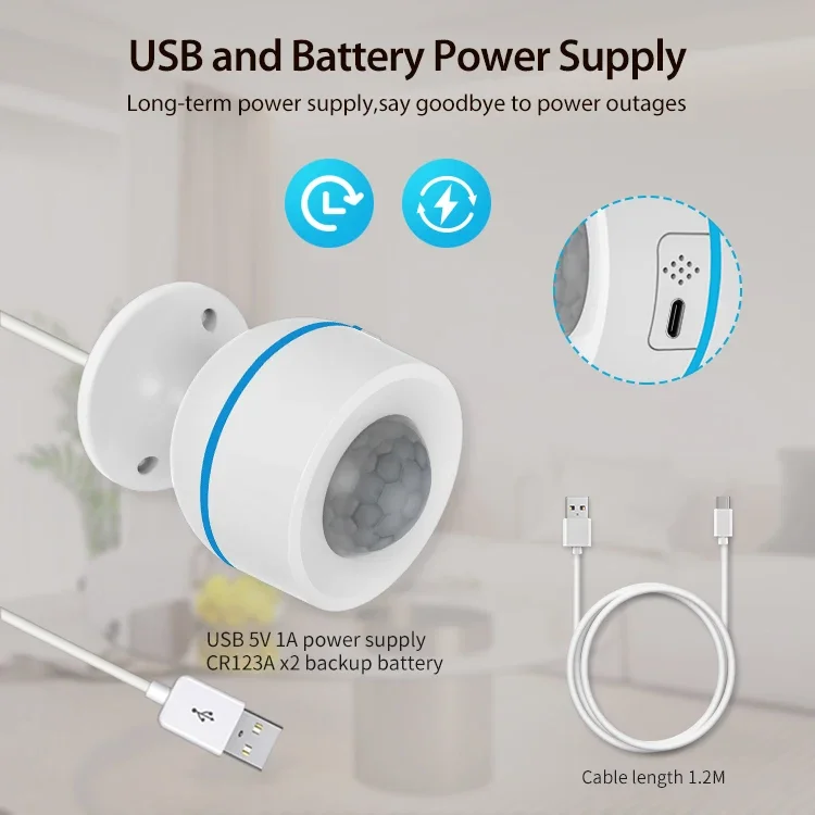 Tuya Matter Thread Smart PIR Motion Sensor Wireless Human Body Motion Infrared D