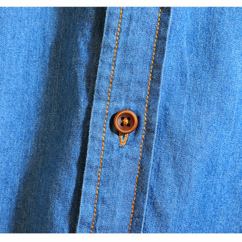 Men's Blue Denim Shirts Short Sleeve Jean Shirts Summer Men Cotton Light Blue Denim Plus size M-4XL casual short sleeved shirt short sleeved shirt