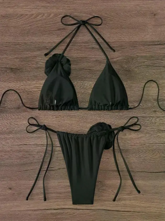 Sexy Bikini with 3D Flowers - View on model