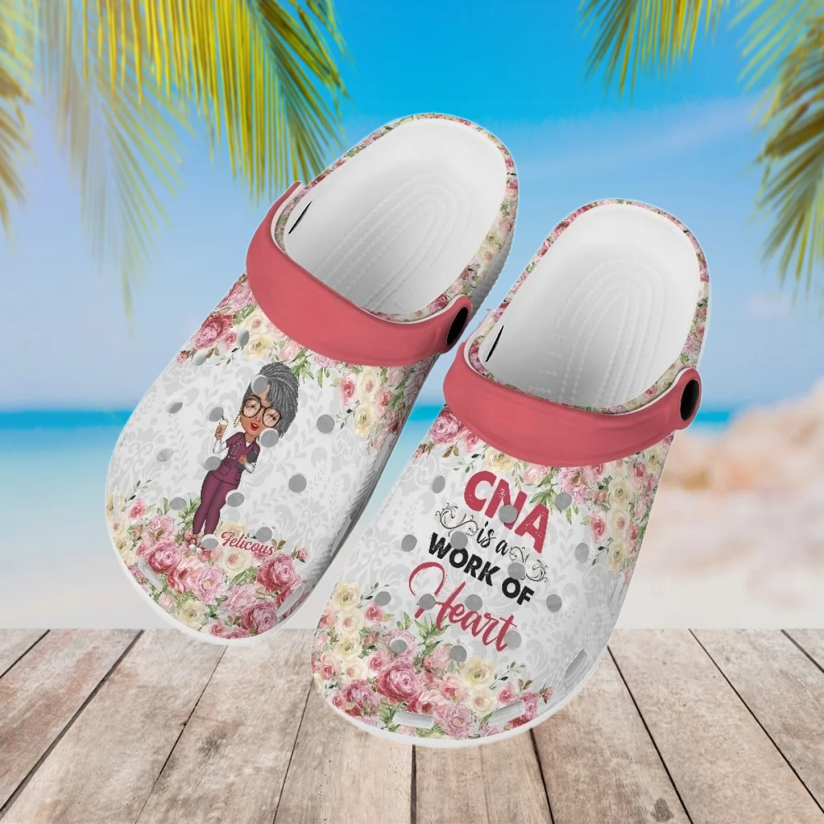 

INSTANTARTS Pretty Nurse Women Slipper for Women Female Flats Summer Breathable Air Slippers Casual Soft Sandals Nursing Shoes