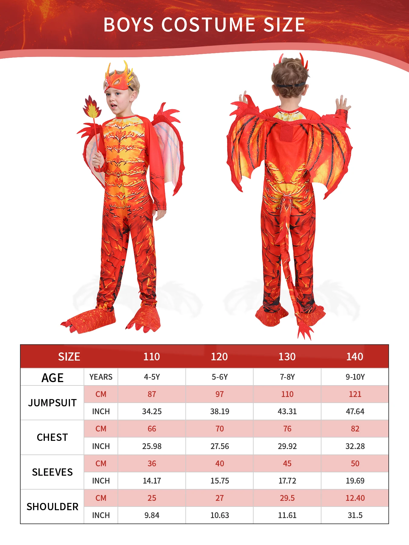 Child Fire Breathing Dragon Costume For Halloween, Book Week Day, Carnival Party Dress-up 3