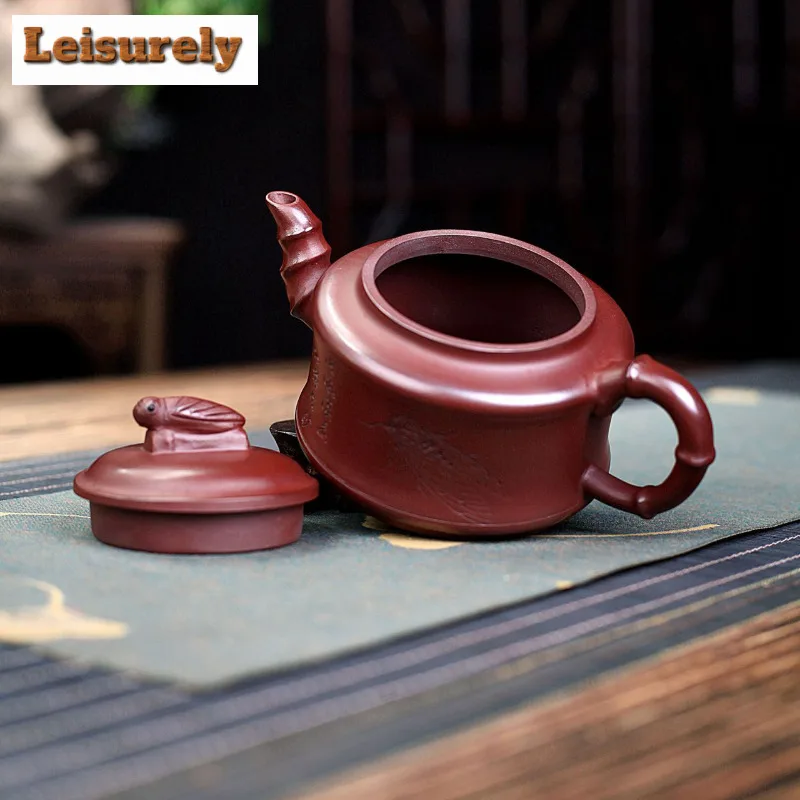 250ml Vintage Yixing Purple Clay Teapots Handmade Cicada Pot Raw Ore Purple Mud Kettle Zisha Tea Set Drinkware Accessories Gift