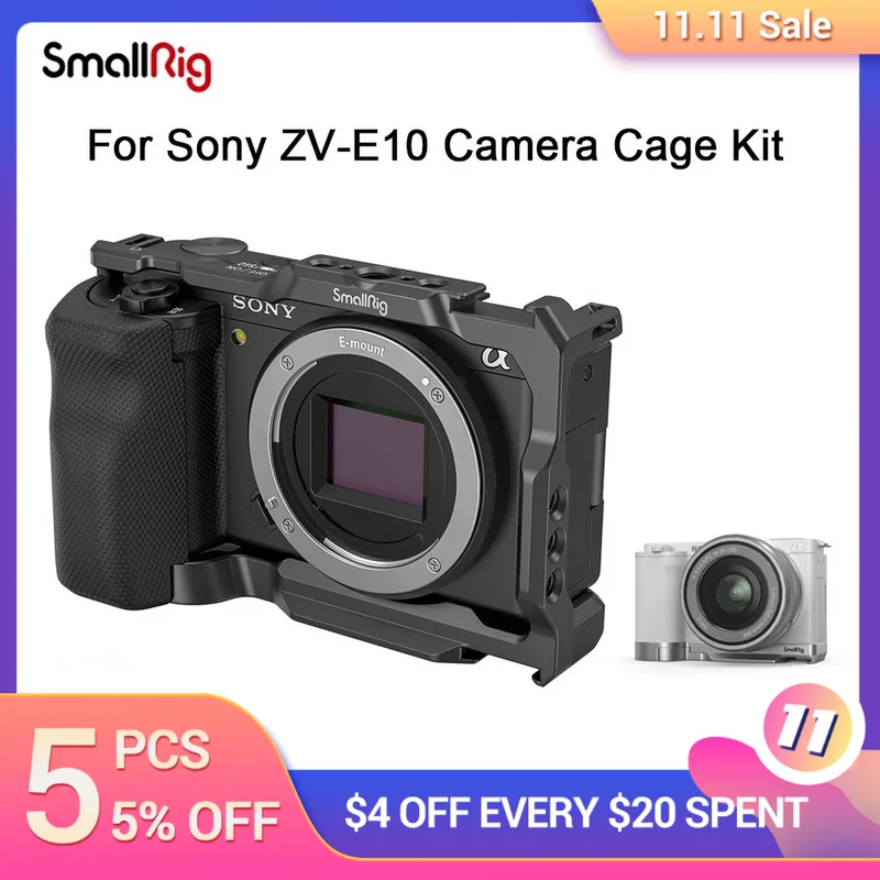 SmallRig-for-Sony-ZVE10-Camera-Cage-with-Silicone-Cage-handle-Built-in ...