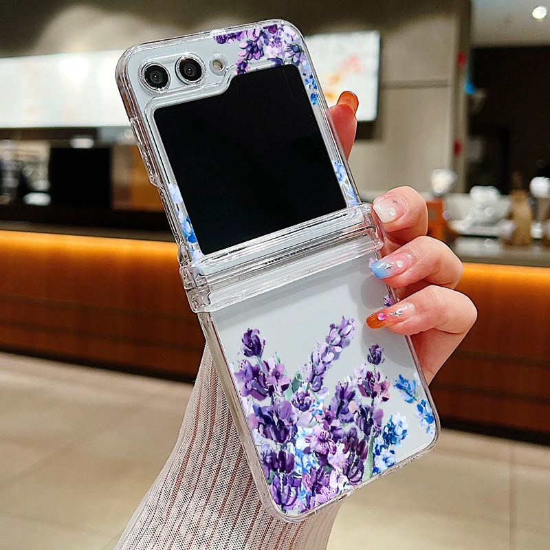 Elegant Floral Transparent Folding Phone Case - Hard Back Cover