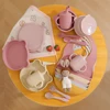 Color Kids Silicone Baby Feeding Set Adjustable Bib Cartoon Bear Shape Sucker Bowl Plate Portable Cup Utensils Tableware Sets 6