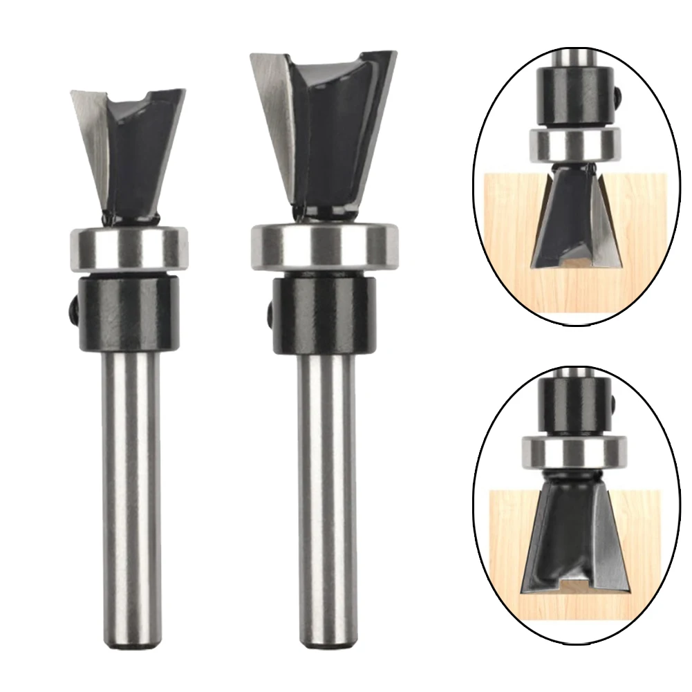 1/2pcs Dovetail Joint Router Bit With Bottom Bearing Carbide Cutters