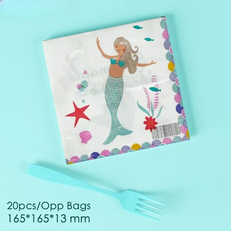 20pcs 33cm Ocean Princess Element Printed Colorful Paper Napkins Holiday Party Decoration Supplies Napkins Paper Placemats