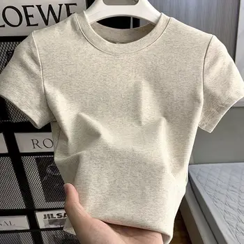 Women's Solid Short Sleeve T-Shirt Spring Summer Casual Soft Slim Fit Basic Top Tees All-Match Fashion t-shirts for women 1