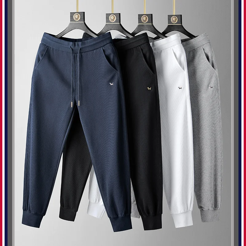 

2022 Summer Men Trouser Thin Long Pants Casual Dog Embroidery Korean Design Daily Wear Elastic High Waist SweatPant