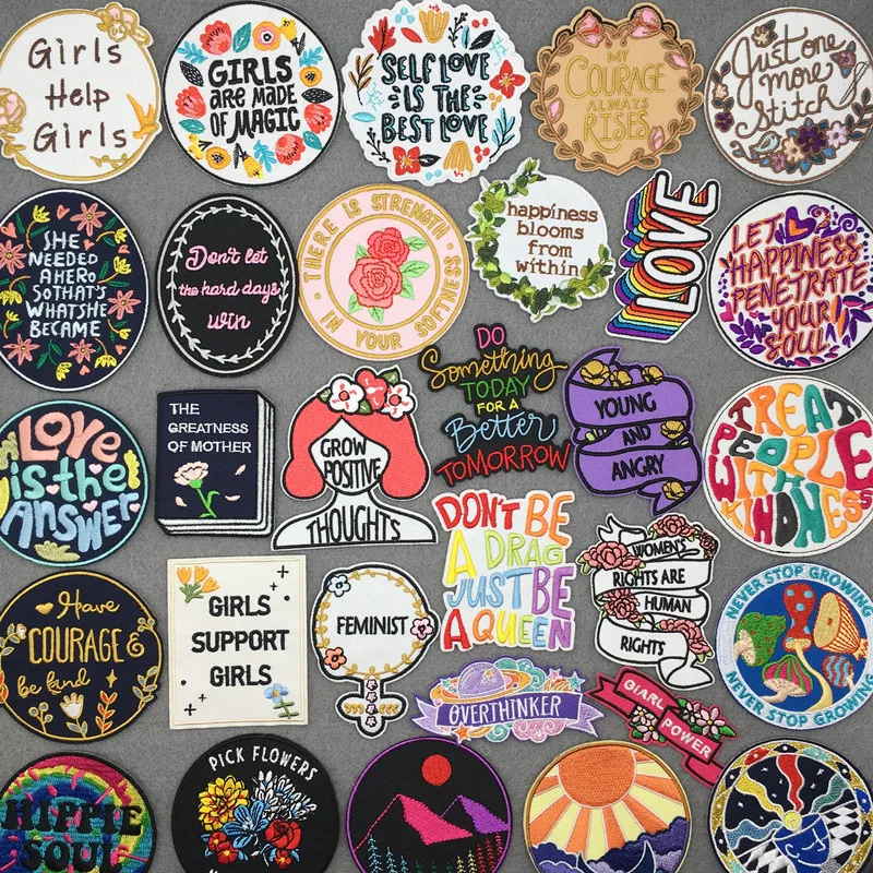 Cartoon Letter Embroidered Patches On Clothes Iron On Patches For Clothing DIY Letter Flower Patch Badge Stickers