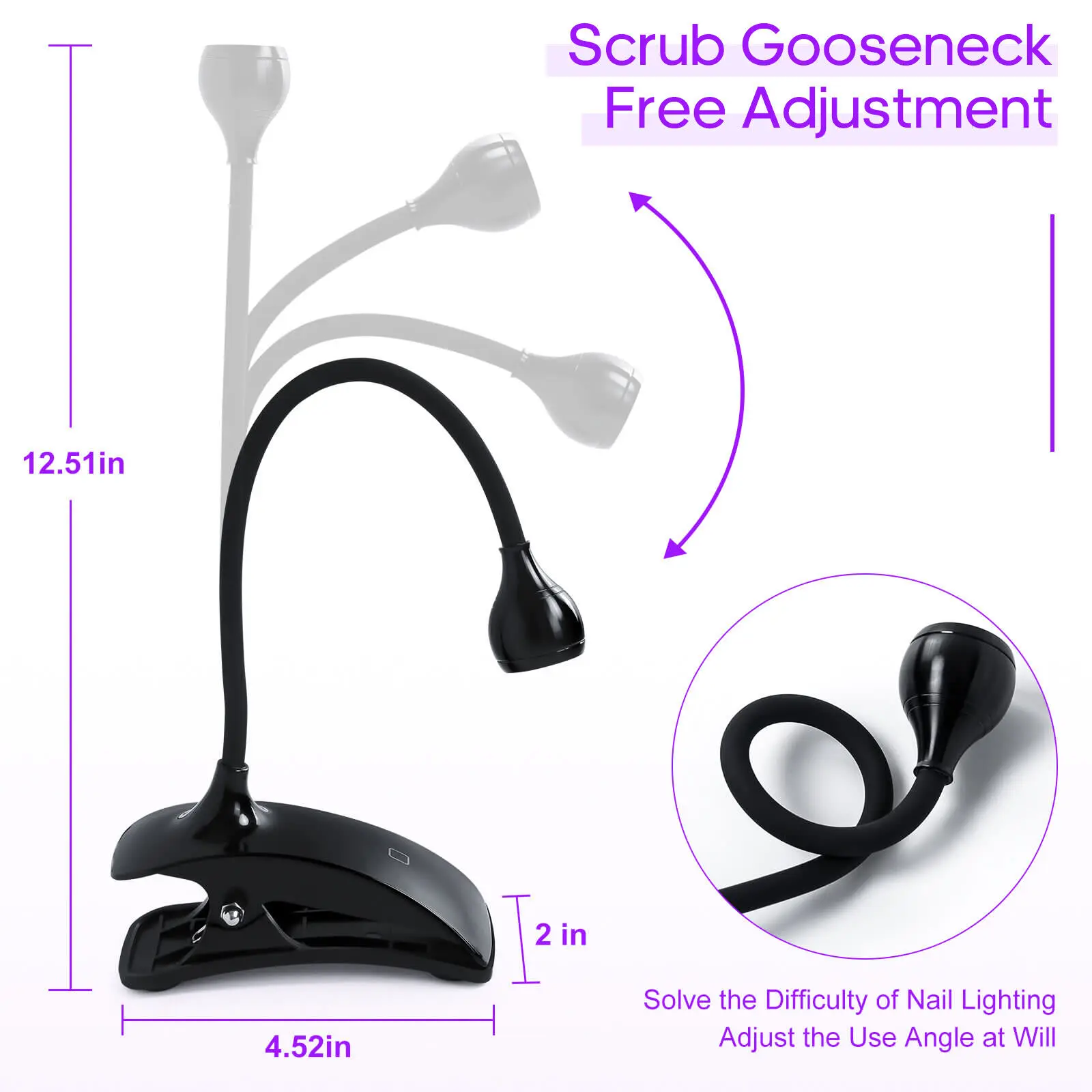 Led Nail Lights Dryer Ultraviolet  UV Lamp Mini Flexible Clip-On Desk USB Gel Curing Manicure Pedicure Tools 3