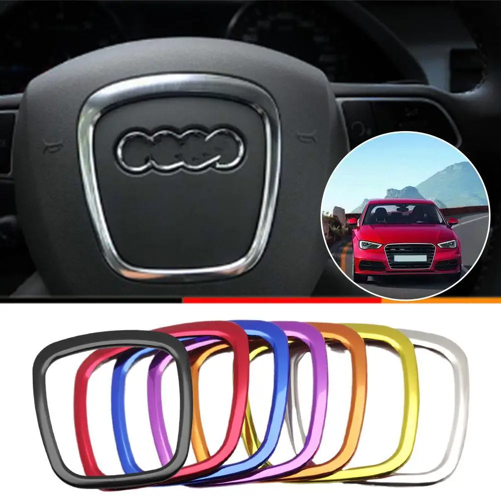 Car Styling Volante Centro Logo Copre Adesivi Trim Per Audi A4 A5 A6 Q5 Q7 B6 B7 B8 Accessori Interni