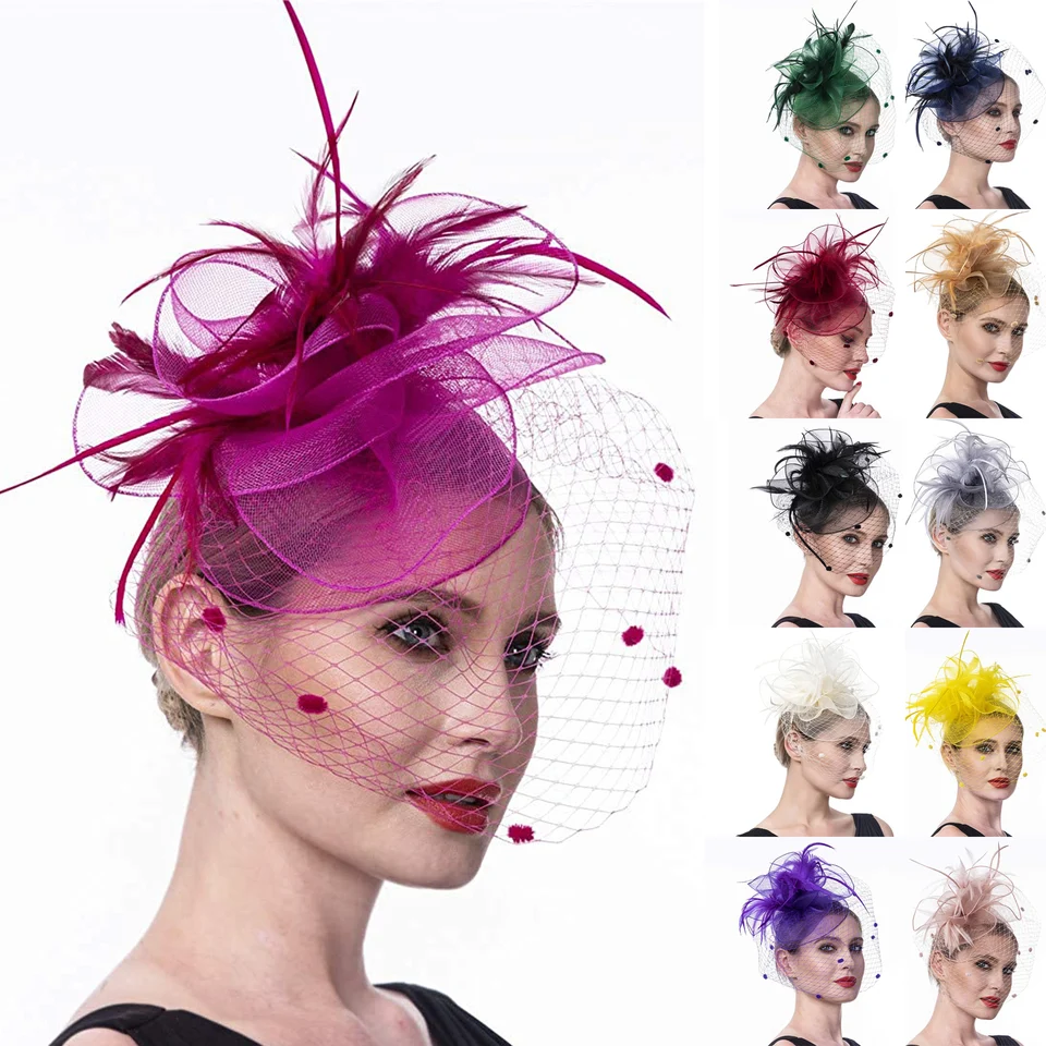Fascinator Da Donna Con Fiore In Organza E Piuma, Per Matrimoni E Cerimonie, Con Fascia E Clip